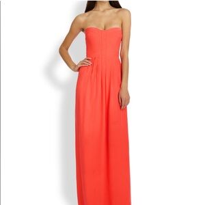 Parker Bayou Coral Strapless Silk Maxi Dress